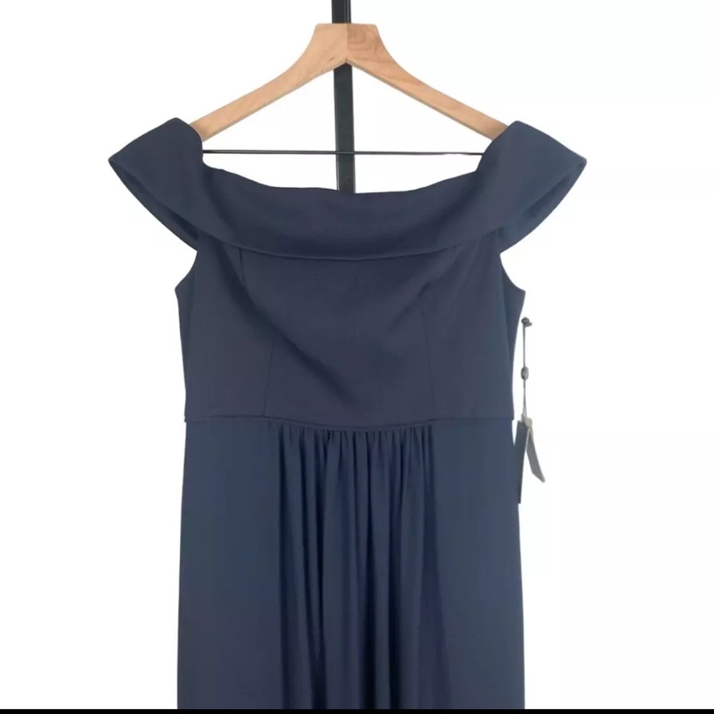 Adrianna Papell Navy Off-Shoulder Gown - NWT - Picture 7 of 12